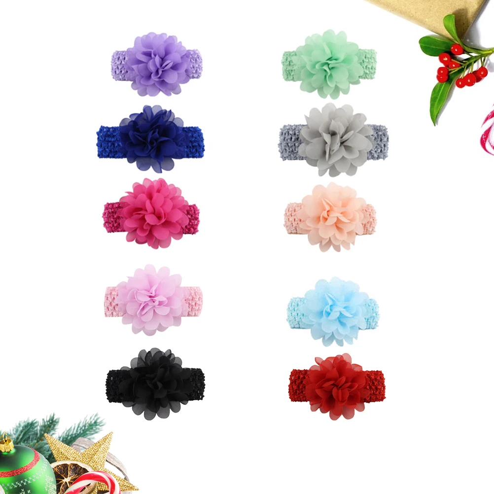 

10pcs Kids Hairb s 8 Cm Flower Design Adjustable Size Comfortable Stretchy Soft Lace Headb s For Children Kid Accessories
