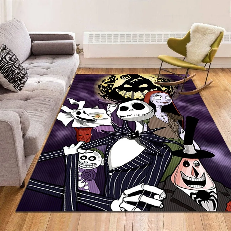 Skull Jack Pattern Halloween Decor Carpet European and American Style Decorative Floor Mat Funny Personality Bedroom Besides Rug