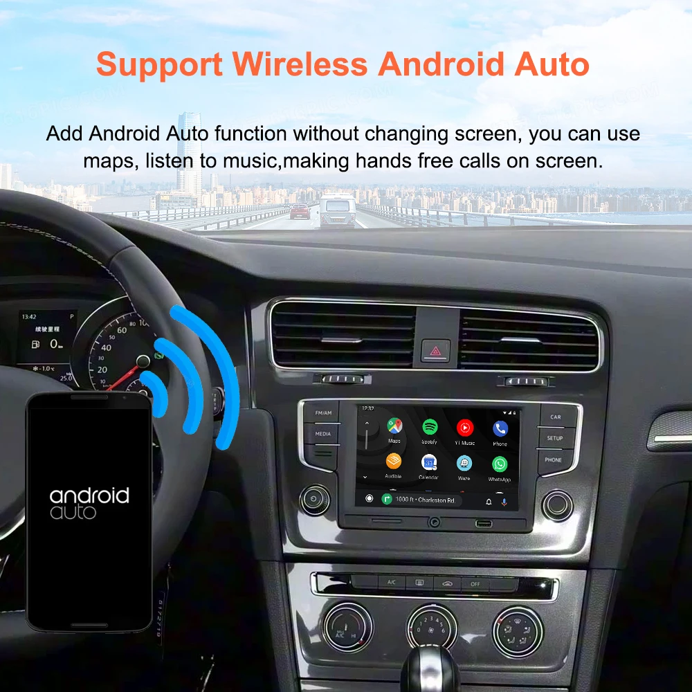 Bonroad Kabelloses Carplay Android Auto Modul Airplay AutoLink Mirror für VW Volkswagen MIB MIB2 Golf 7 Polo Passat B8 Tiguan Box – Detail 6