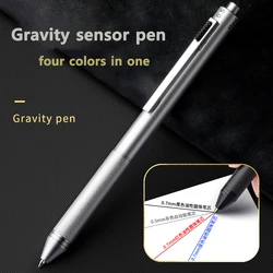 4 In 1 Multifunction Gel Pens Gravity Sensor Metal Stationery Retractable Pens 3 Color 0.7mm Ballpoint+0.5mm Mechanical Pencil