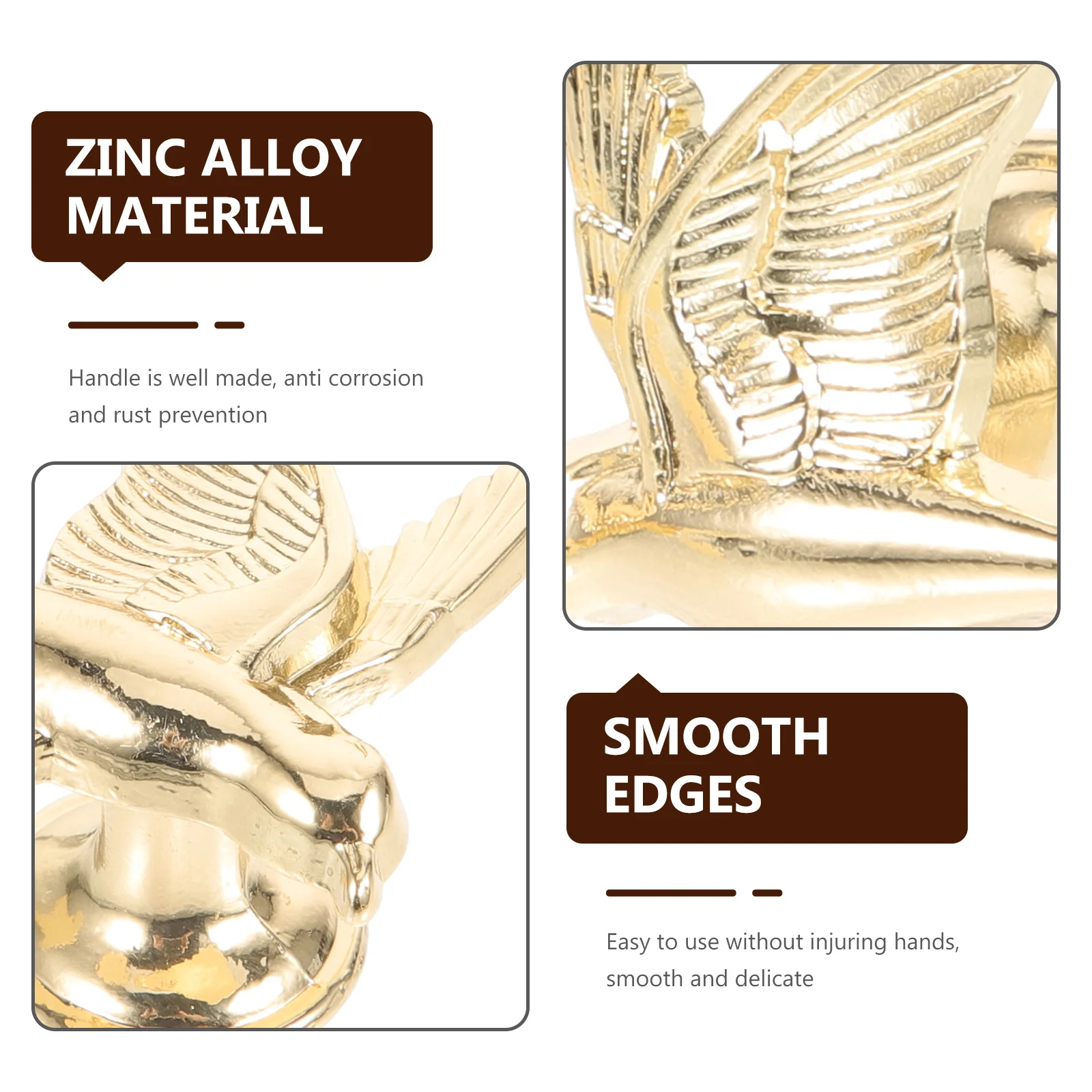 

2 Pcs Cabinet Handle Silver Kitchen Drawer Vintage Decor Bird Handles Knob Pull with Door Knobs Furniture Mother