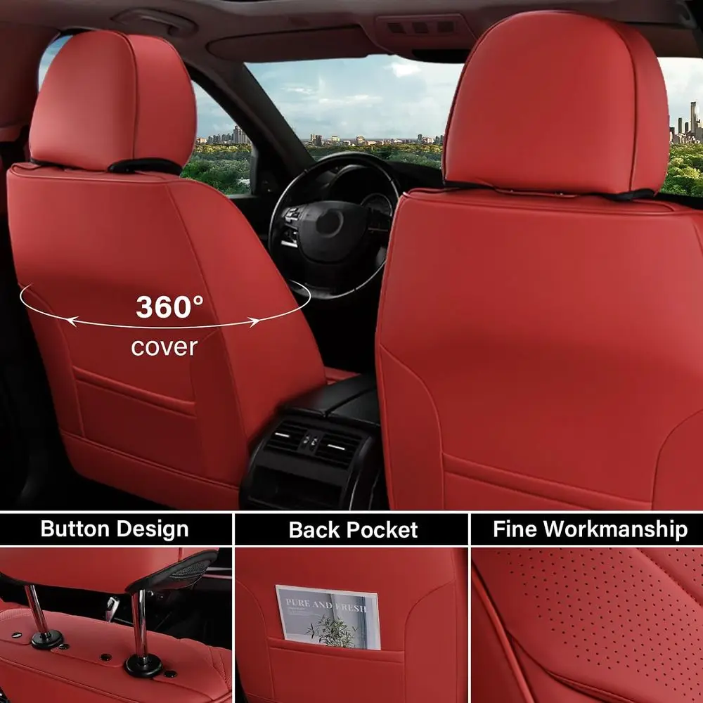 Universal Red Waterproof Seat Covers for Cars, Sedans, SUVs, and Trucks