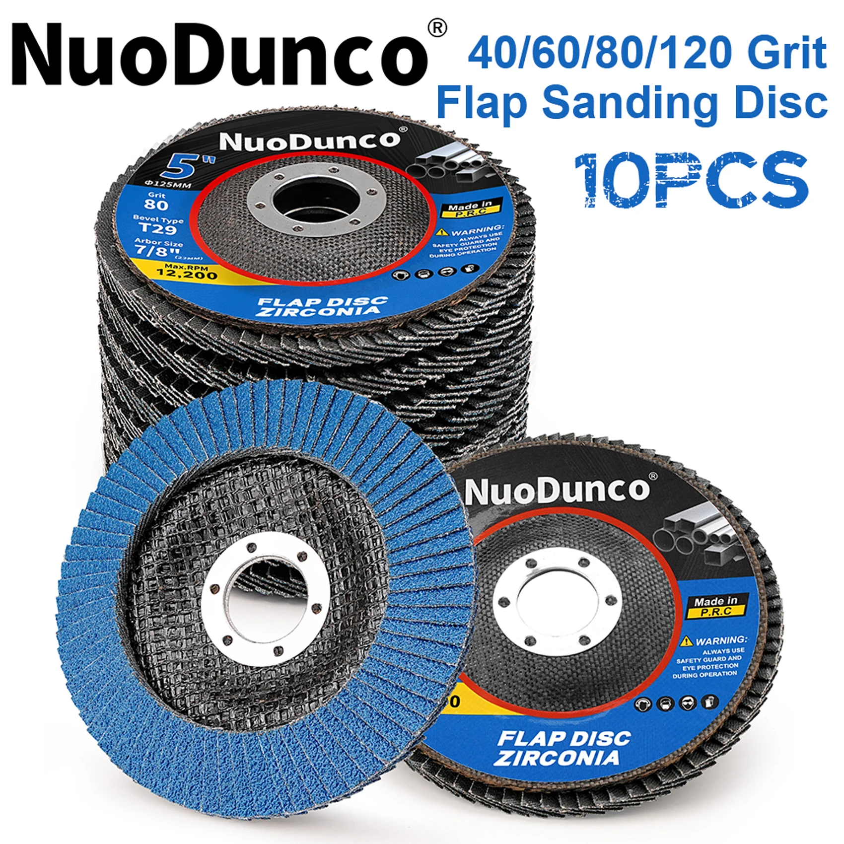 10 pièces 125mm disques à lamelles T29 meuleuse d'angle disques de ponçage meules 40/60/80/120 grain métal bois retrait outil abrasif