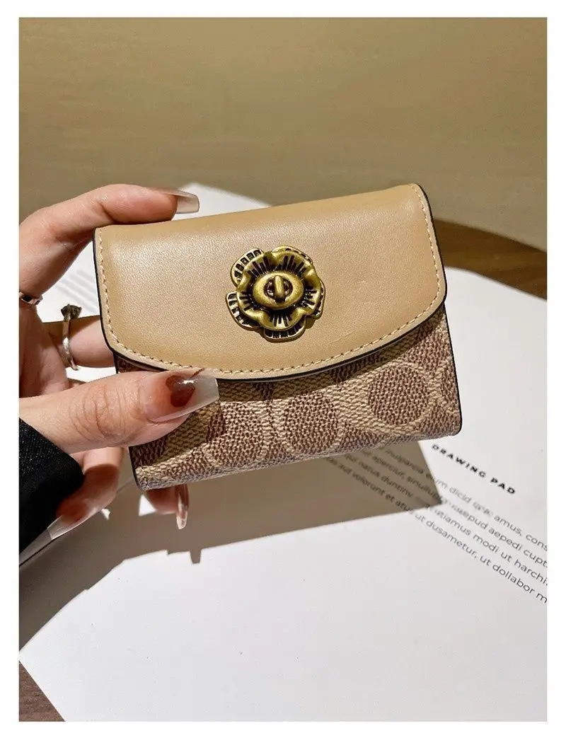 High End Camellia Organ Card Bag Exquisite Zero Wallet Multi Slot Light Luxury Retro Fashion Multi Functional Storage Wallet