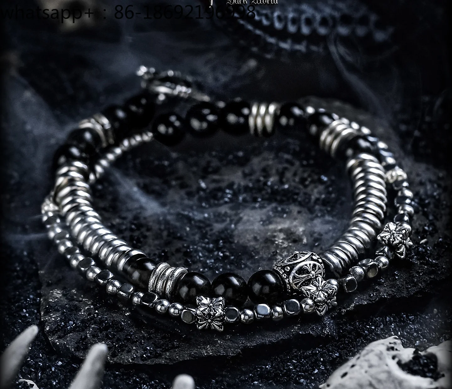 [Nether Domain] Obsidian Bracelet Men's Premium Sense Retro Multi-circle Bead Bracelet