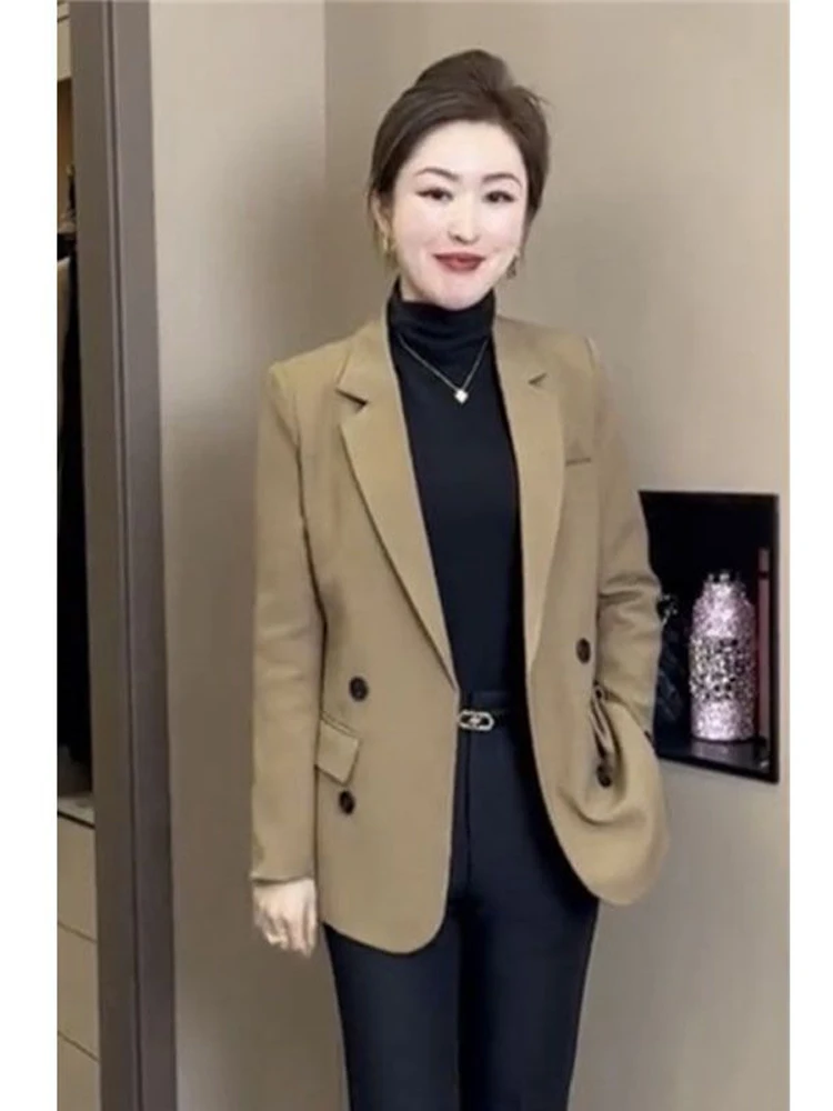 

Свободный повседневный черный пиджак в корейском стиле, укороченный топ, уличная мода, универсальная верхняя одежда для женщин