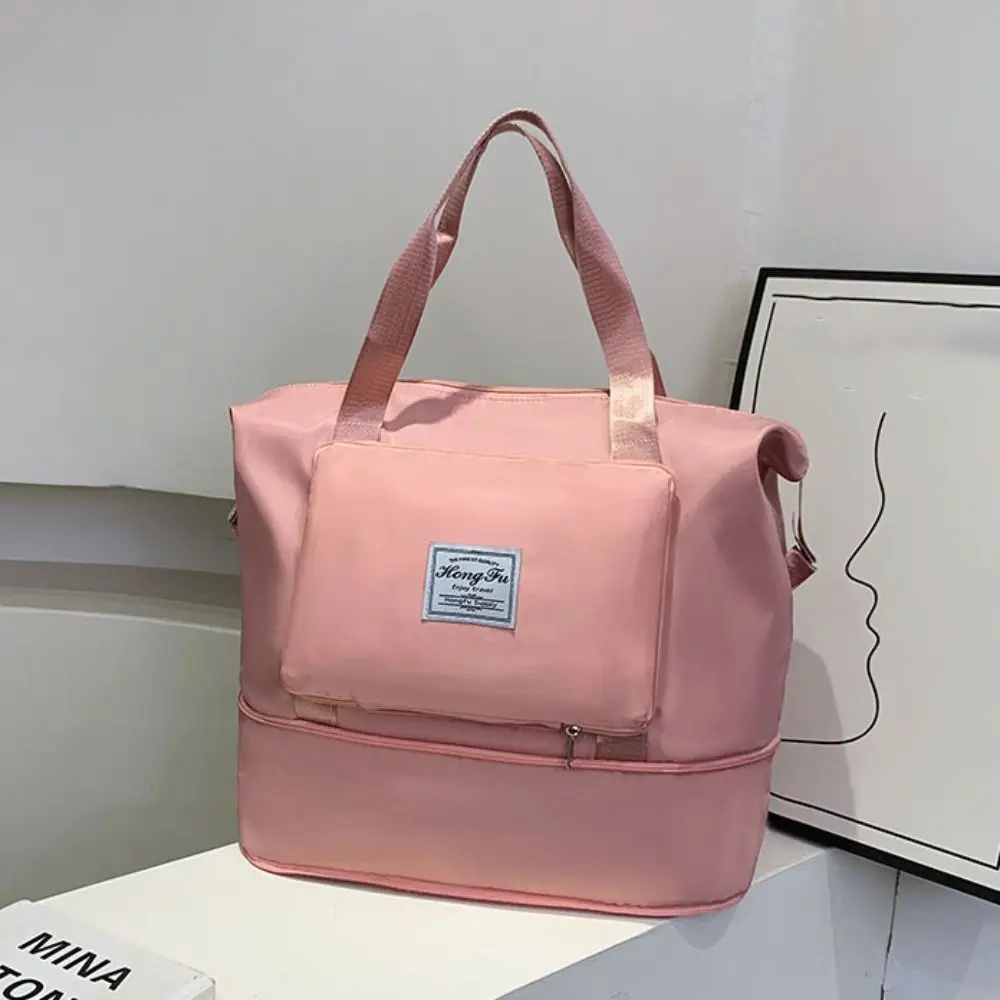 Portable Oxford Carry On Travel Bag Foldable Wet Dry Separation Storage Handbag Waterproof Scalable Travel Tote Bag Outdoor