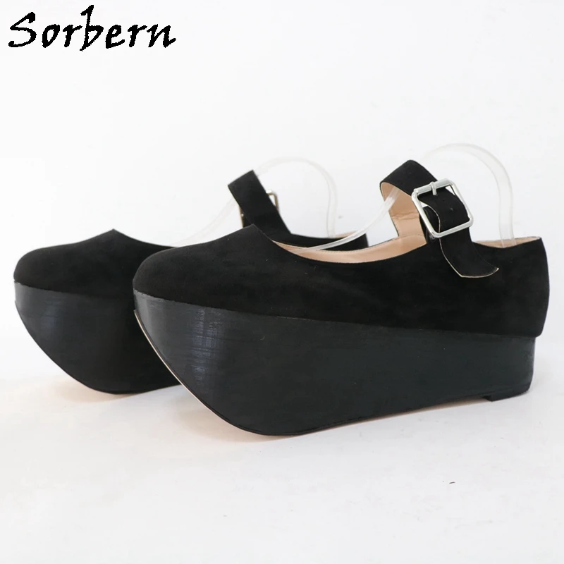 Sorbern High Platform Low Heel Pump Shoes Women Mary Jane Size Eu46 3D Print Wedgess Fetish Drag Queen Shoes High Heel Custom