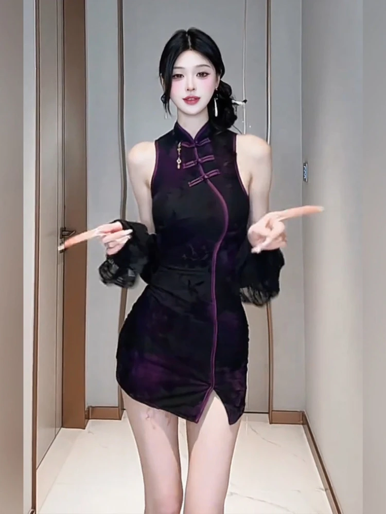 

New Chinese Sle SYJ ujia plus Size Qipao Dr Slimming ort Skirt High Waist A-Line Silhouette Summer Casual Wear