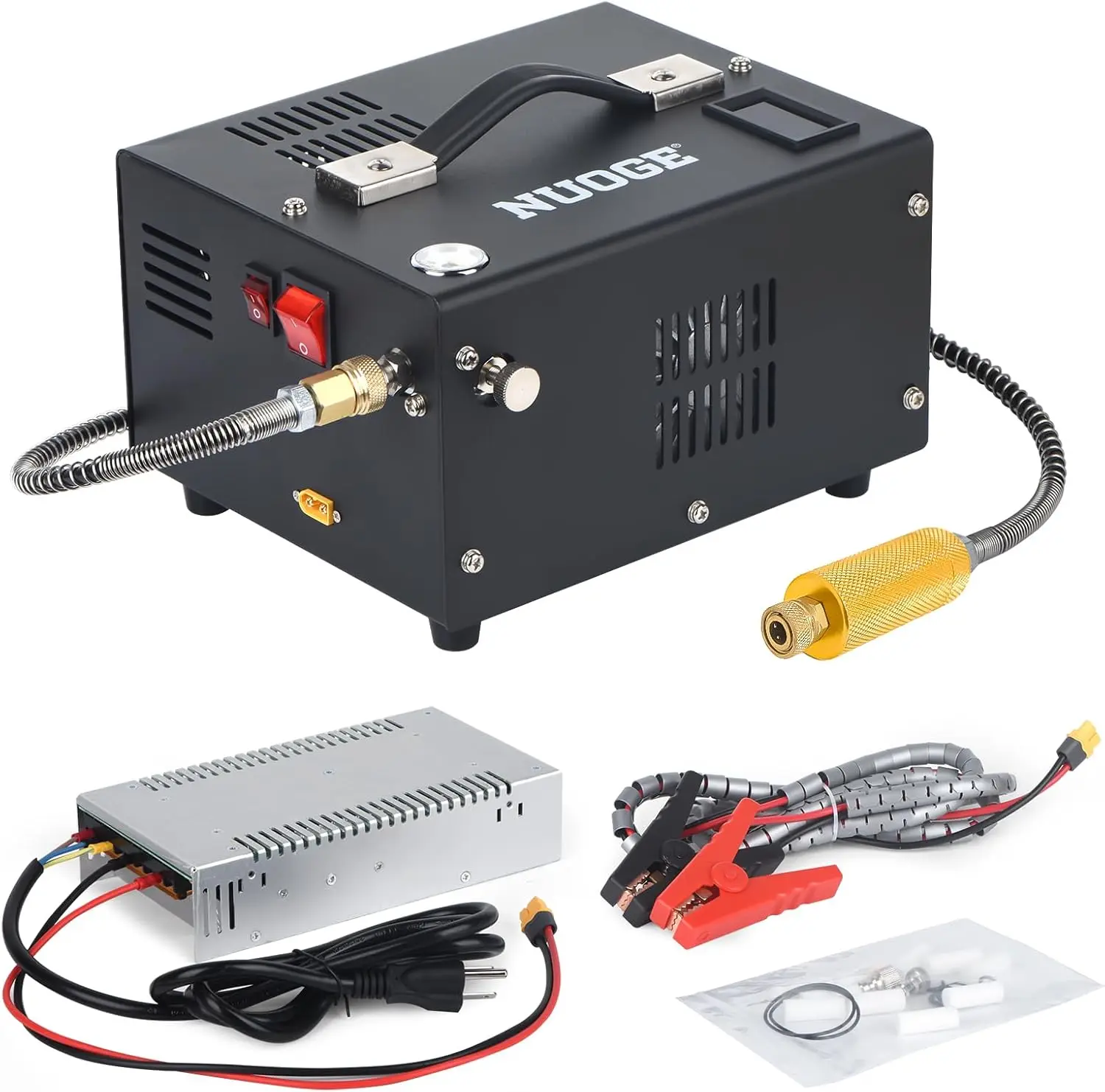 Pcp Air Compressor 4500Psi 30Mpa Powered by Car 12V Dc or Home 110V Ac W/Converter Paintball/Scuba Tank Compressor Pump