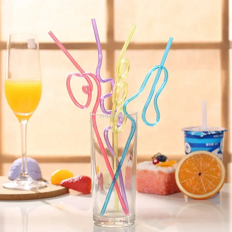 12pcs Multicolor Plastic Helical Drinking Straws Food Grade Reusable Eco Straw Kids Birthday Party Bar Decorations Supplies