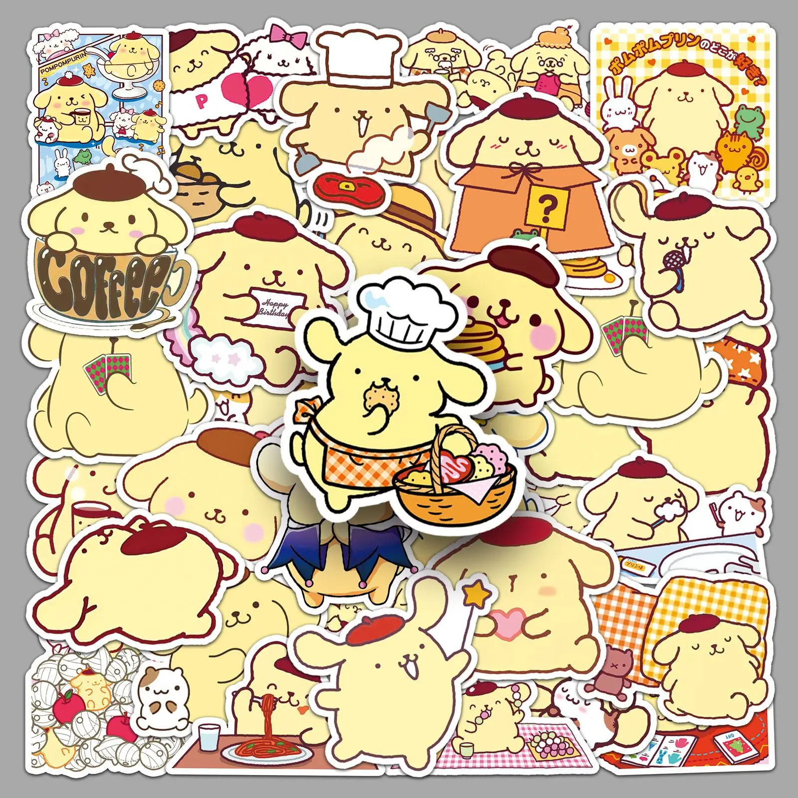 

50PCS Sanrio Purin Cartoon Stickers Kawaii Pudding Dog Girls Decals DIY Phone Case Fridge Cute Kid Decoration Sticker Gift