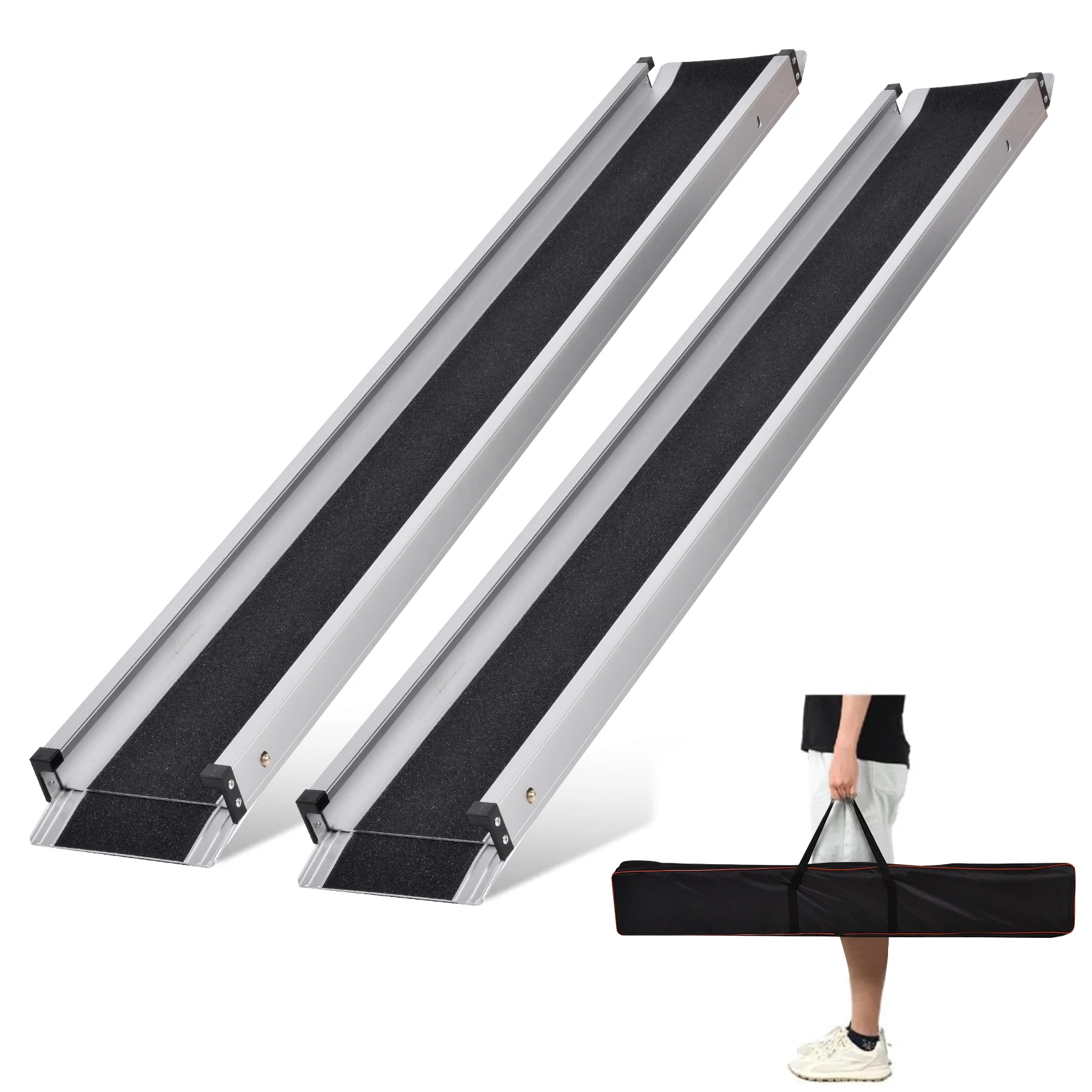 Doorway Wheelchair Ramp | Portable Aluminum Accessible Ramp | Up to 661 lbs. Weight Capacity, Non-Slip Threshold, 8 FT 2-Pack