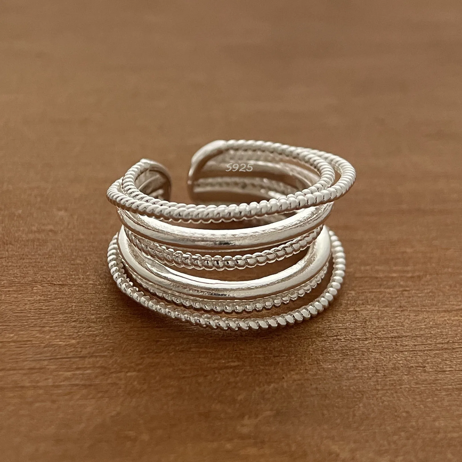 925 Sterling Silver Rings for Women Couple Minimalist Handmade Simple Interline Blue Ring Party Jewelry Gift Prevent Allergy