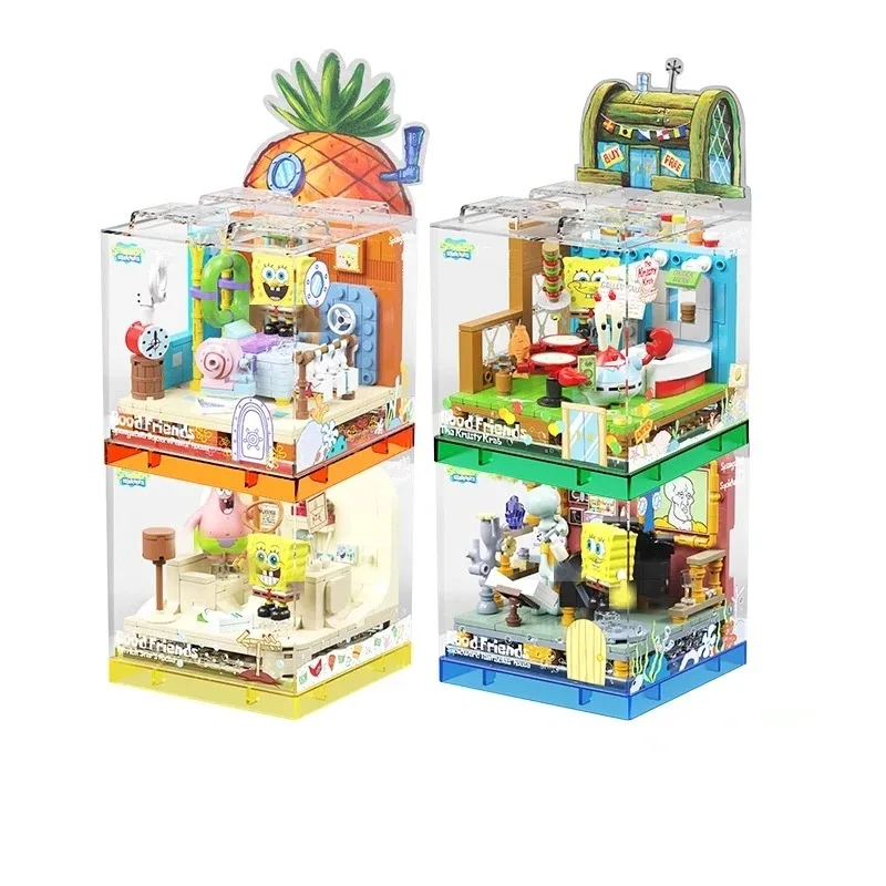 

Spongebob Pineapple House Squidward Patrick's Patrick Star Stone House The Krusty Krab Building Blocks Brick Puzzle Toys Gift