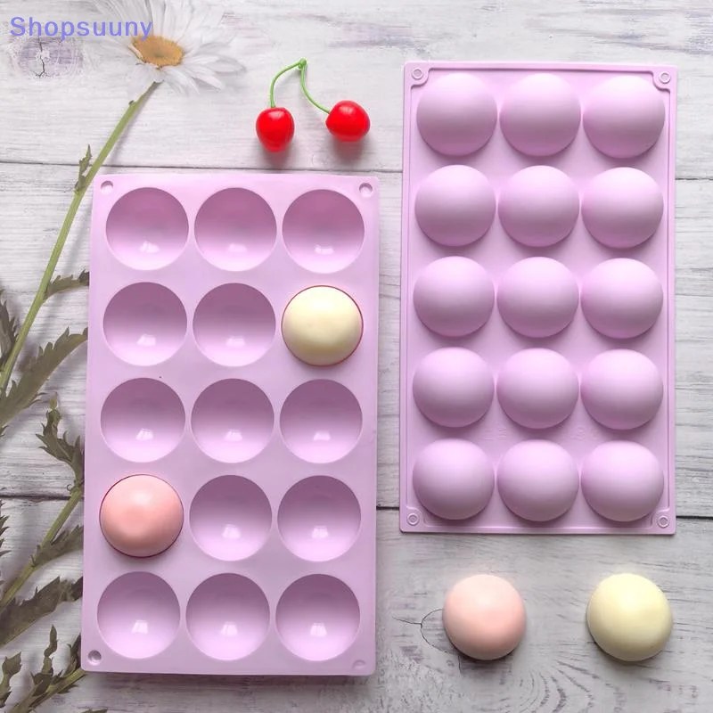 [SU]1Pcs Half Ball Mold 6/15/24 Holes Hemisphere Silicone Baking Mold For Hot Chocolate Bomb Cocoa Dome Mousse Ice Cream Tool