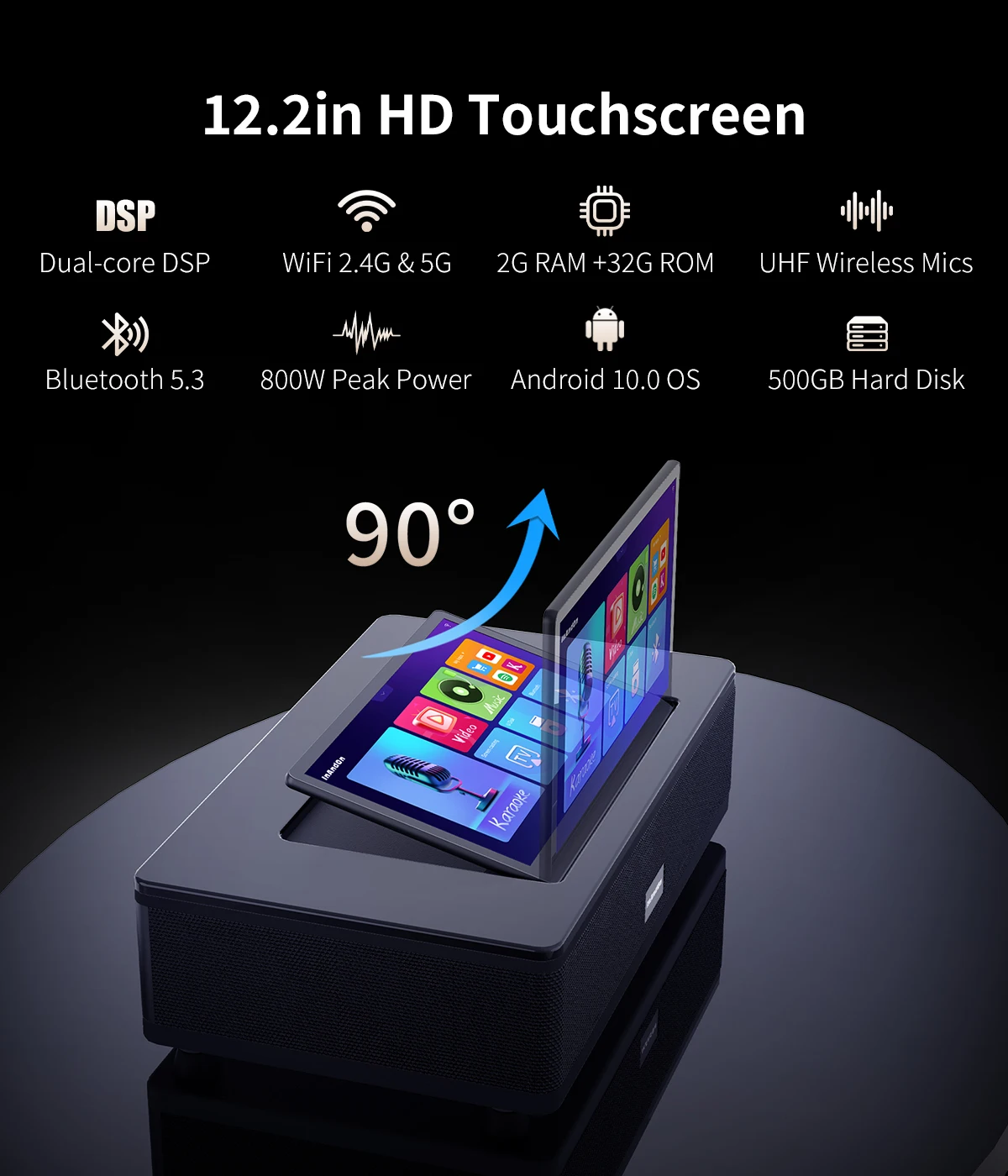 InAndOn Portable All-in-One Karaoke Machine with 12.2 Inch Touch Screen for Home KTV System ODM OEM
