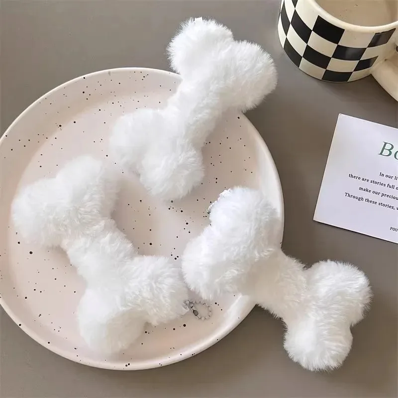 Plush Keychain New Cute Dog Bone Pendant Key Ring Soft Stuffed Keyrings for Boy Girl for Bag Decorations Student Accessories