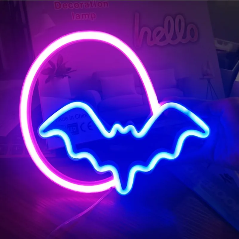 

Moon Bat LED Neon Sign Clouds Night Light Battery/USB Operated Children's Room Party Birthday Home Bar Gift Decoration