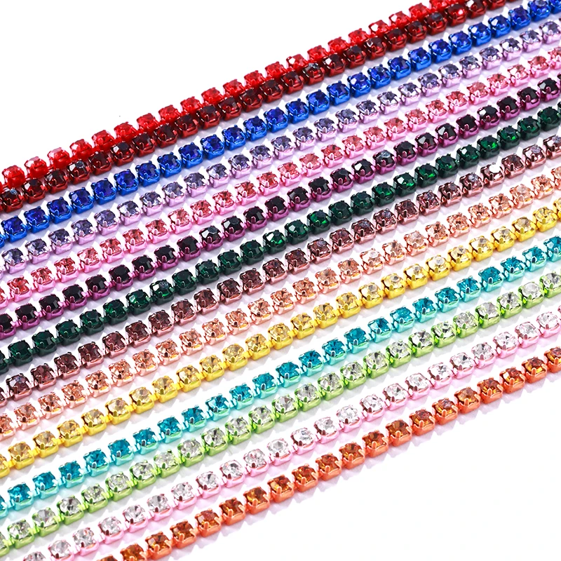 LTMST 10 Yard 21 Colors Claw Rhinestone SS6 SS8 Crystal Tassel Diy Clothes Earring Accessories Beads Diamond Rhinestone Chain