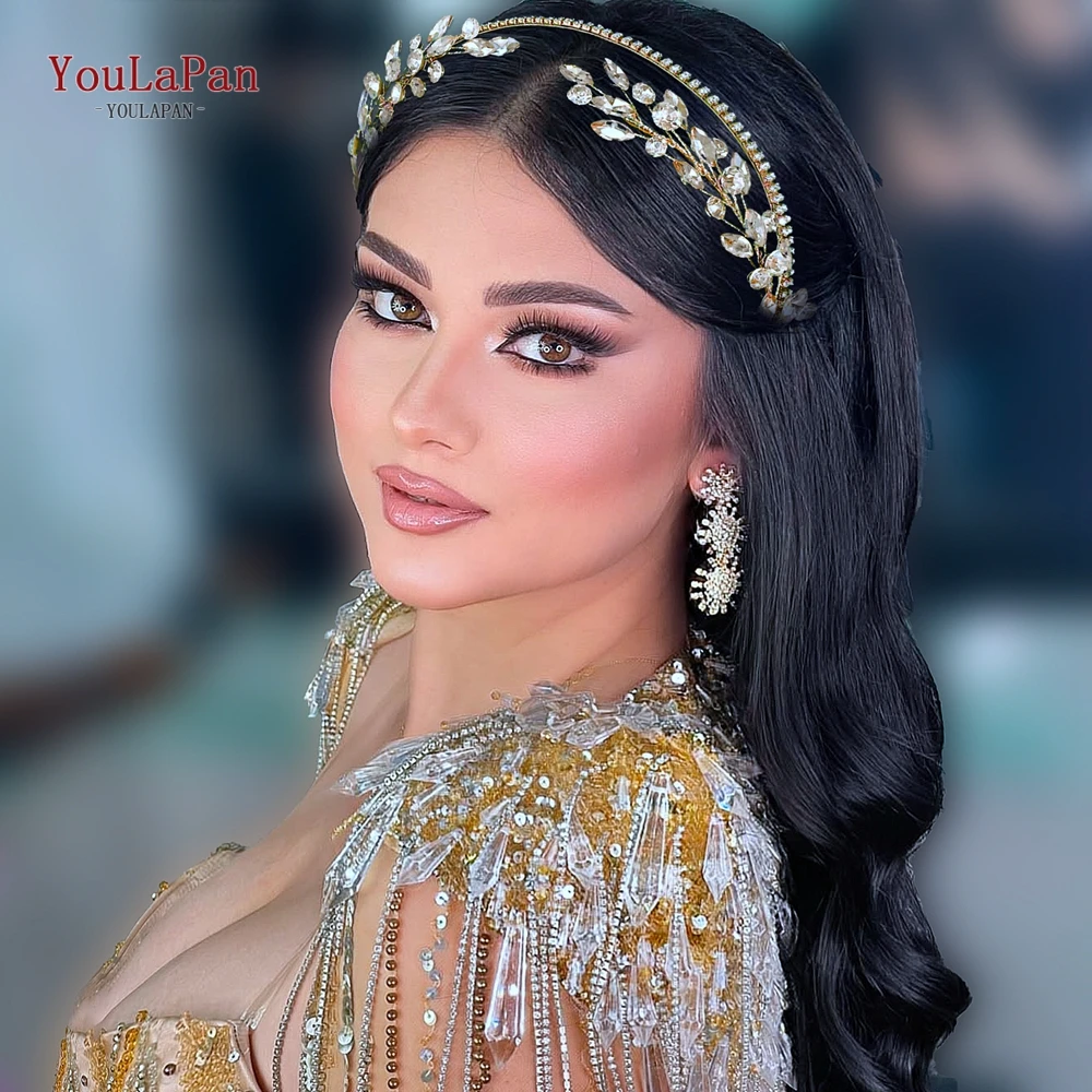 

YouLaPan Bridal Hair Hoop Wedding Shiny Headband Colorful Rhinestone Headwear Woman Hair Accessories Bride Headpiece HP531