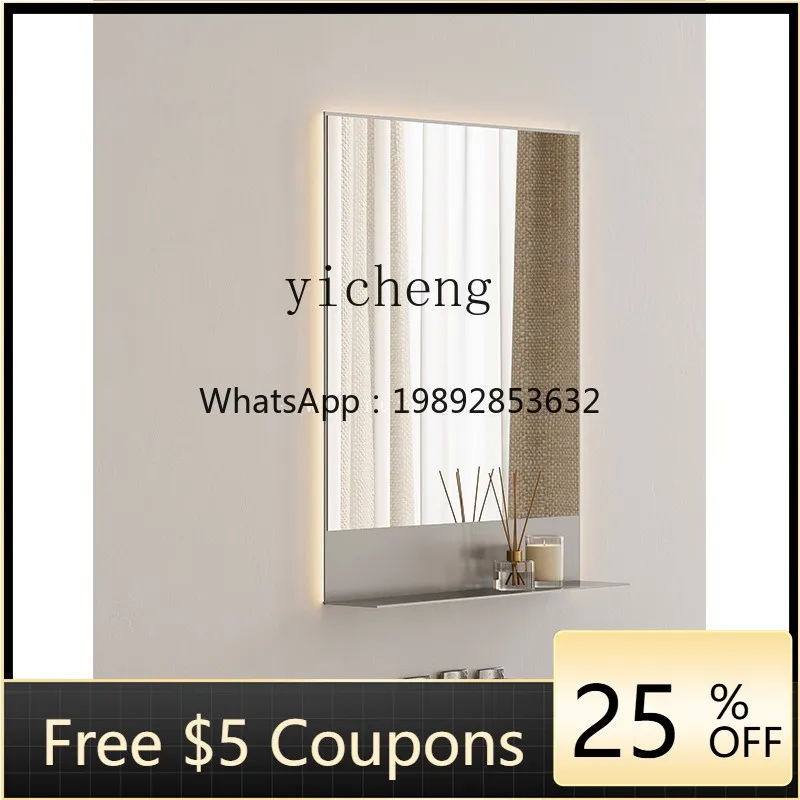 ZZ  Storage Mirror Stainless Steel Bathroom Mirror Washroom Sink Wall-Mounted Makeup Mirror