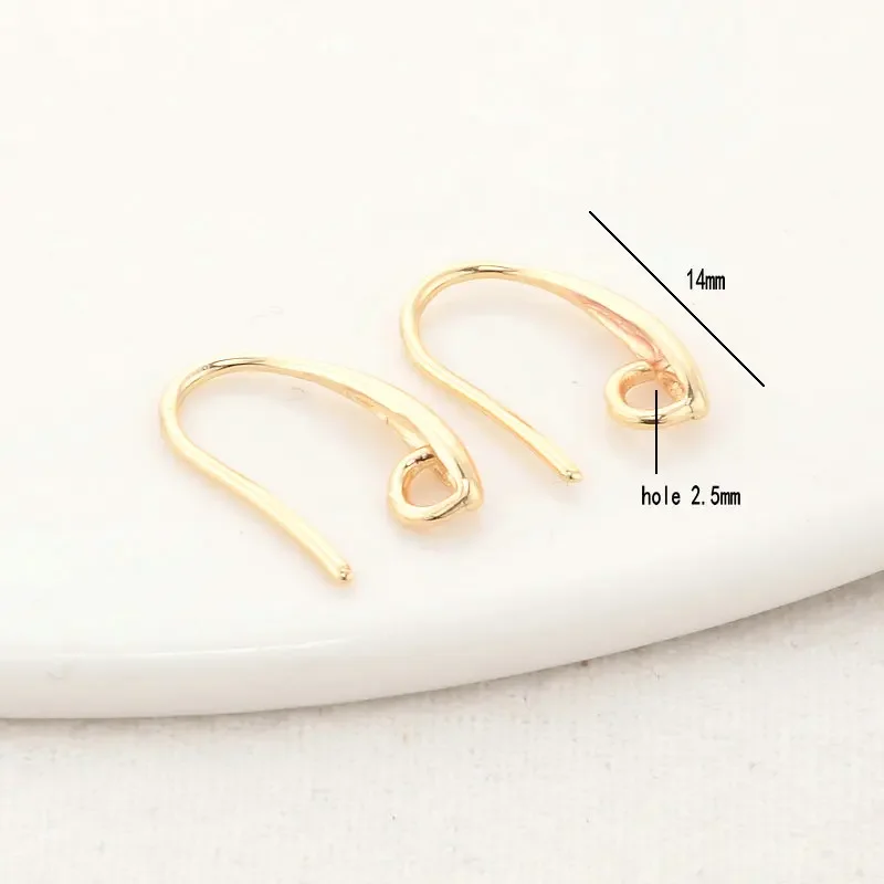 14MM 14K Gold Color Brass Earrings Hooks High Quality Diy Jewelry Findings Accessories