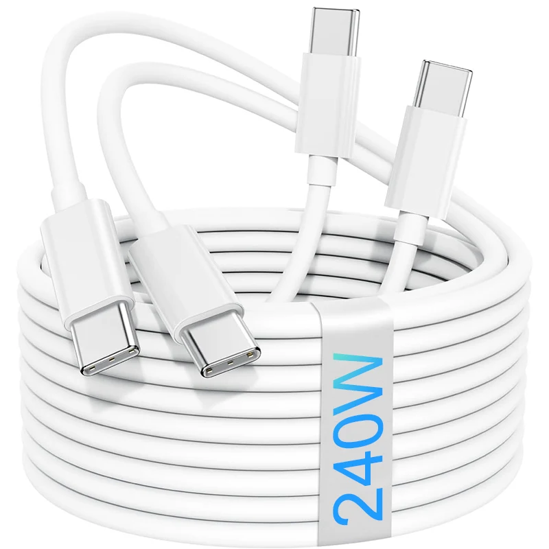 240W Dual Type C Charger Cable Fast Charging For iPhone 16 15 Samsung Huawei Mi Laptop Macbook USB C To C Data Cord Line