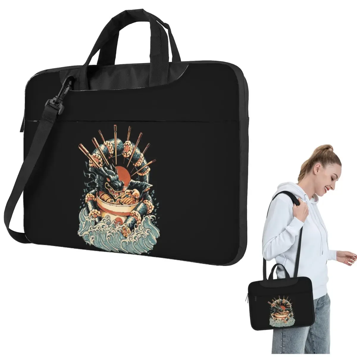 

Dragon Sushi Ramen - Black Version Crossbody Laptop Bag Case Computer Bag 13 14 15.6 Inch Notebook Pouch for Macbook Pro