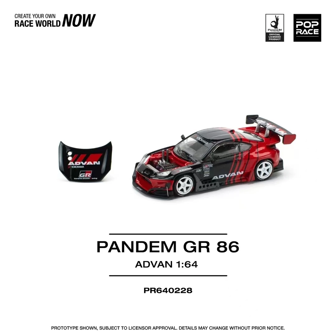 PreSale POP Race 1:64 Pandem GR86 ZN8 2022 Rocket Bunny ADVAN Diecast Diorama Car Model Toy