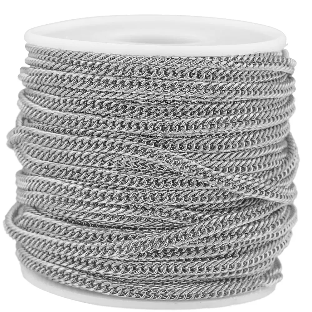 1 Meter Width 4mm Stainless Steel Plated Gold Chain NK  Waist Chain for Women Bracelet  Jewlery Making Supplies Wholesale Items