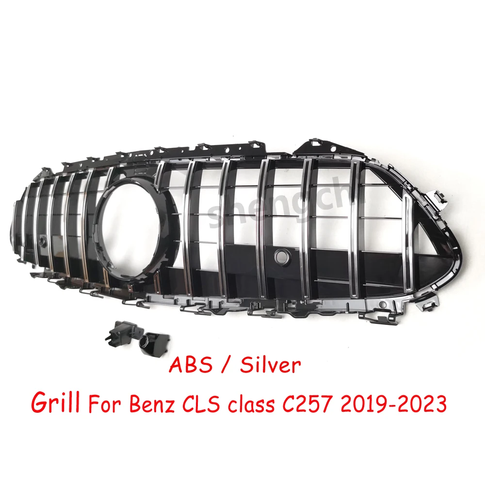 C257 Panamericana GT Style Silver Front Bumper Grill For Mercedes Benz CLS Class C257 Sedan CLS350 CLS450 CLS53 2019-2023