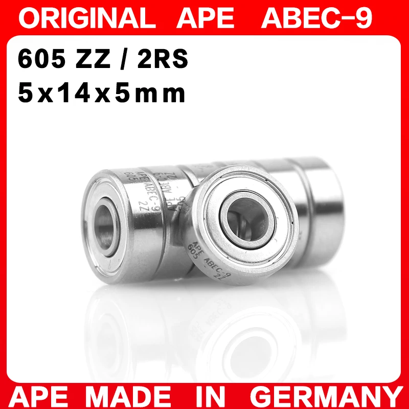 10-200PCS Germany ABEC-9 Bearing 605 ZZ 2RS 5x14x5 mm 605-2RS 605ZZ Z  RS LB LU - 2Z Miniature Precision Ball Bearings