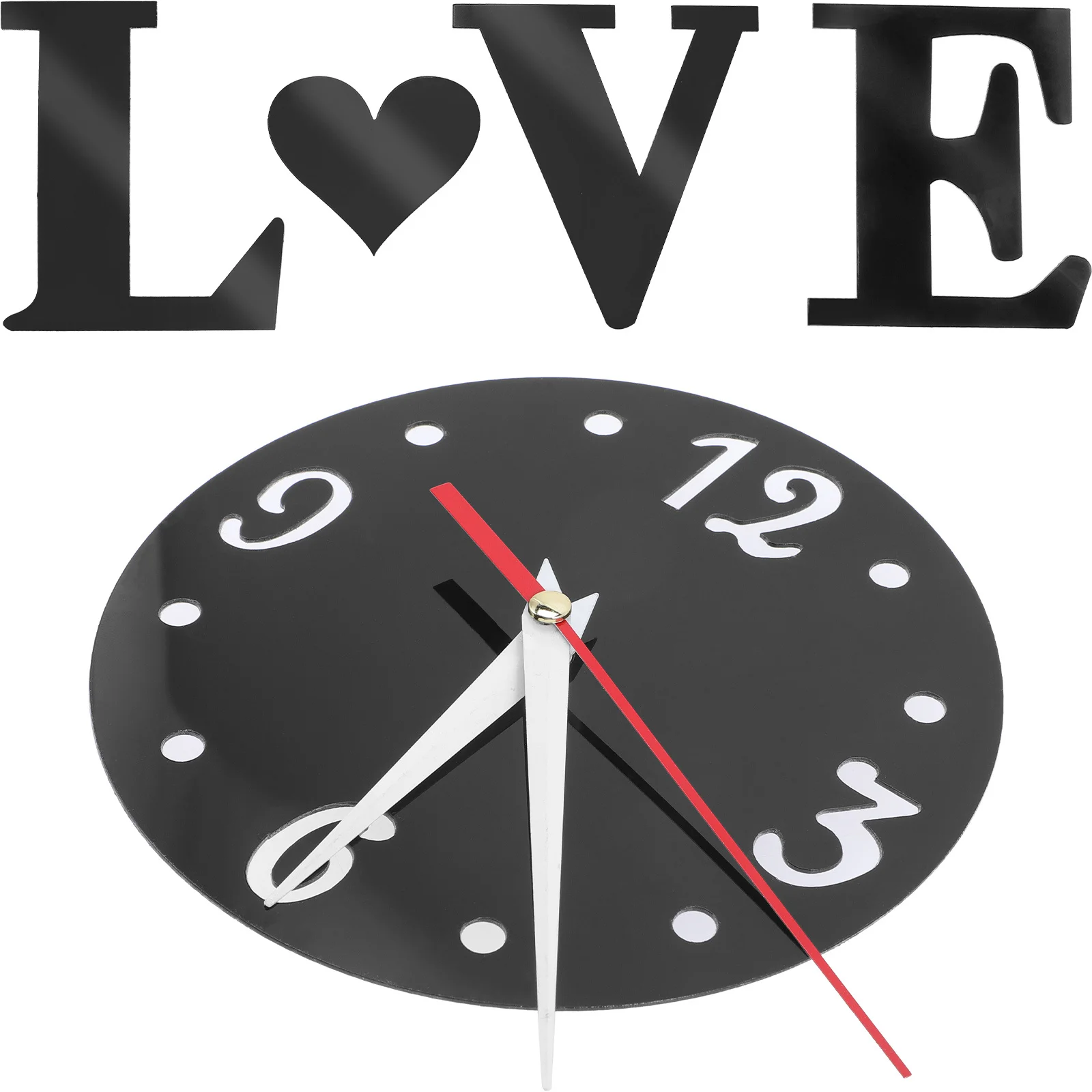 

1Set Creative Mirror Wall Clock Sticker Love Heart Design Powered DIY Frameless Wall Clock for Bedroom Living Room