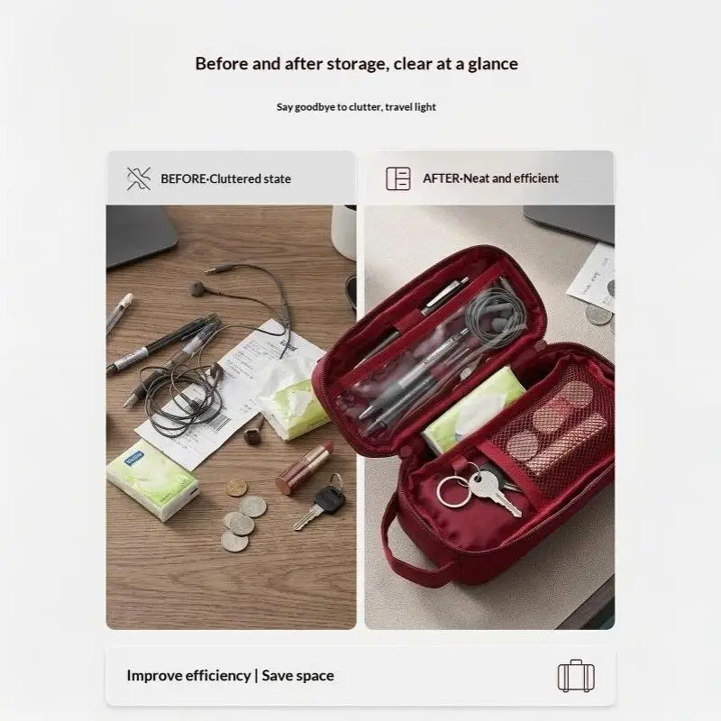 Doppelschichtige Kosmetiktasche Reise-Make-up-Organizer Große Kapazität Toilettenartikel-Tasche Multifunktionales Federmäppchen Pinselhalter – Detail 14
