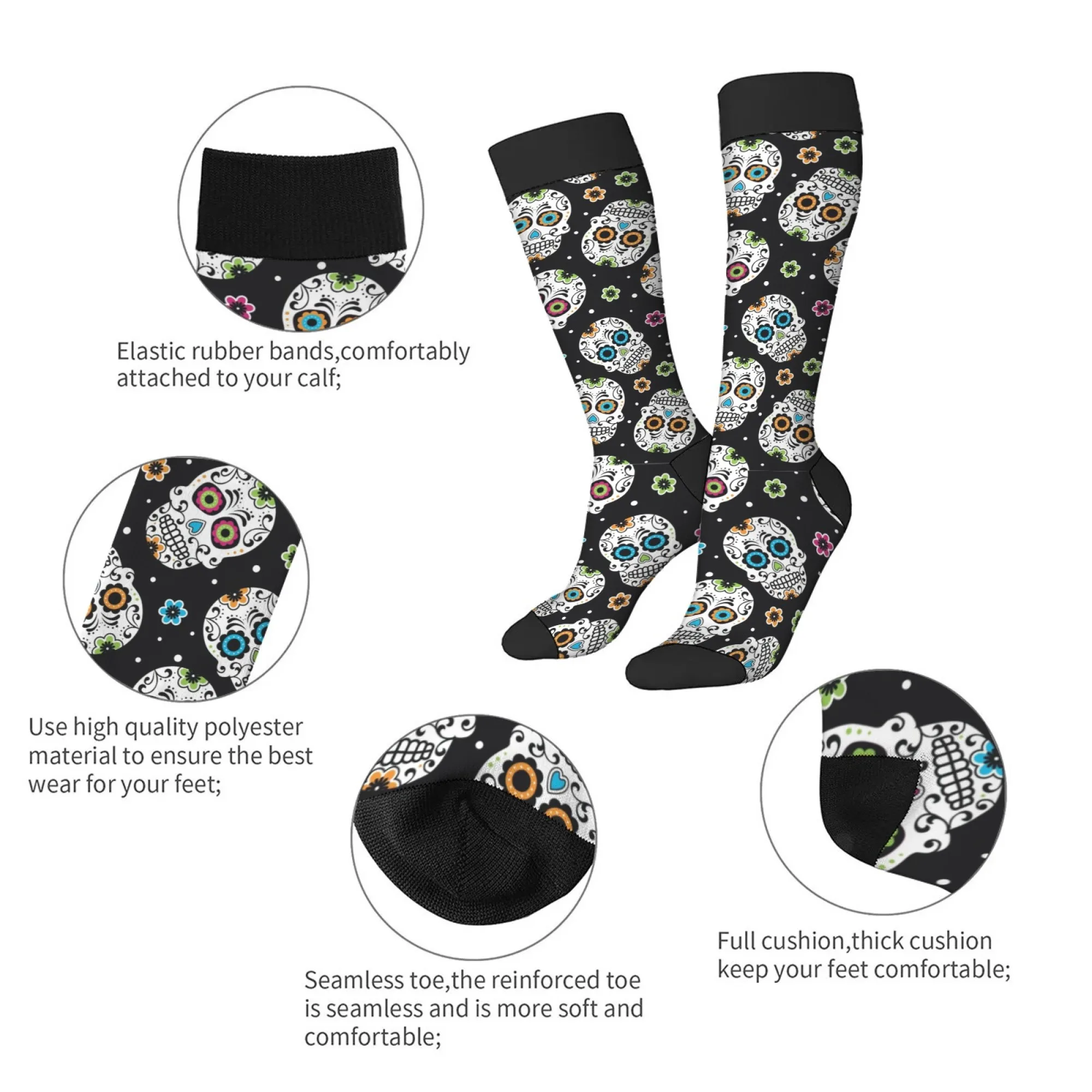 يوم الموتى السكر الجمجمة الجدة الرجال الجوارب سعيد جوارب مضحكة مريحة الدافئة للجنسين الرجعية موضة الجوارب غير رسمية هدية