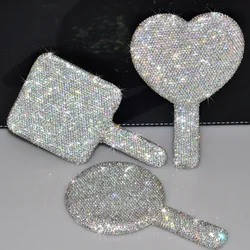 Women's Mirror Eyelash Extension Mirror Sticking Diamond Hand Mirror Fashionable High-end Beauty Handle Mirror Cosmetics Mirrors