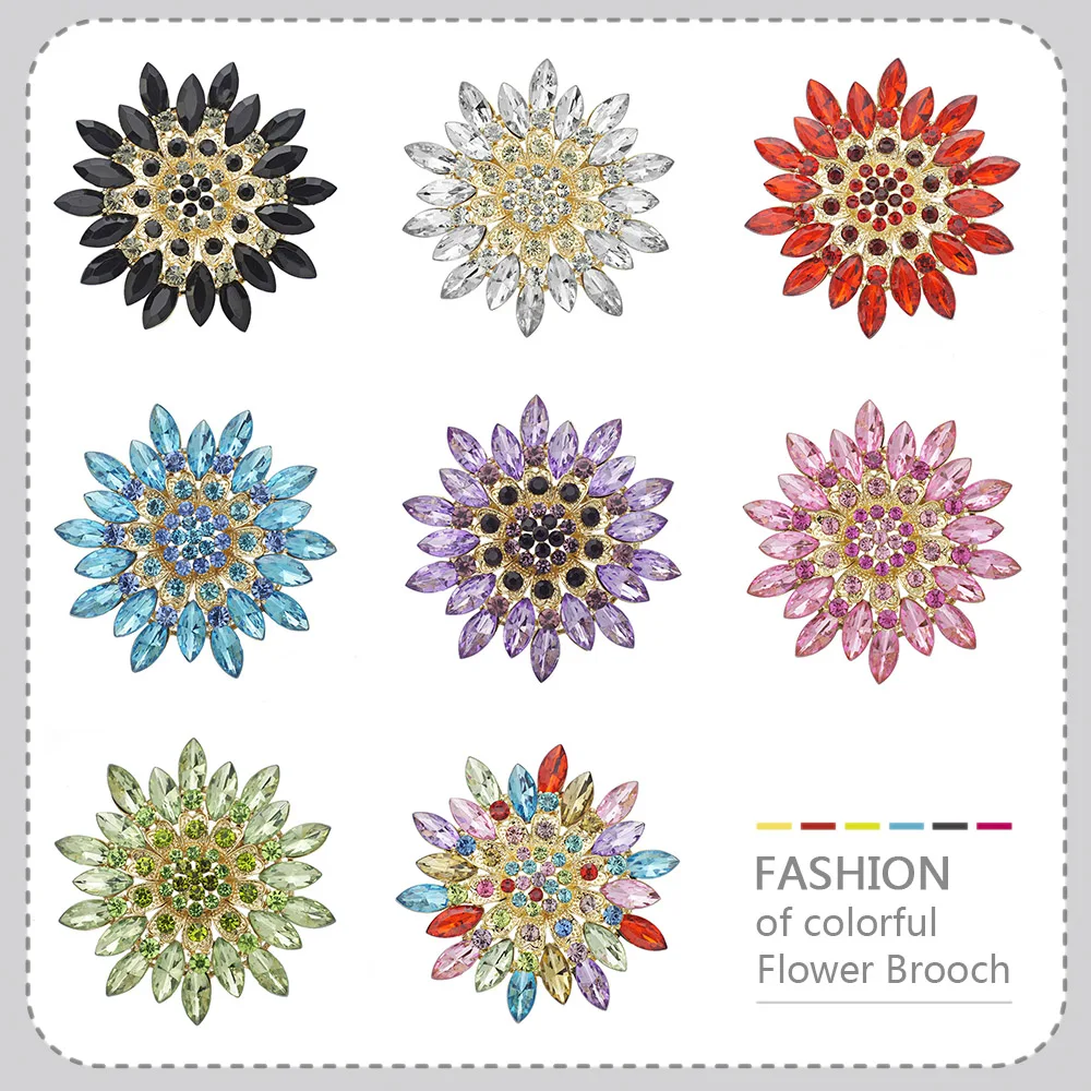 Chic Fashion Crystal Flower Brooch Pin Clothes Accessories Christmas Gift Costume Jewelry Brooches For Wedding Bridal Z013