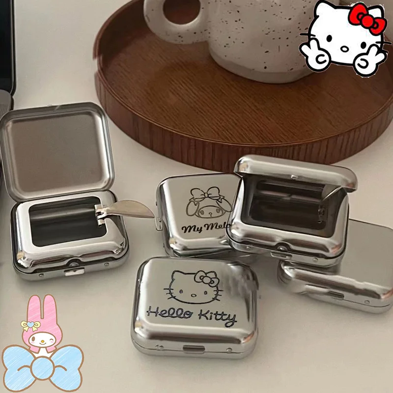 

Sanrio Hello Kitty My Melody Ashtray Kawaii Cartoon MINI Travel Portable creative metal Anime Accessories Car Ashtray Girl Gifts