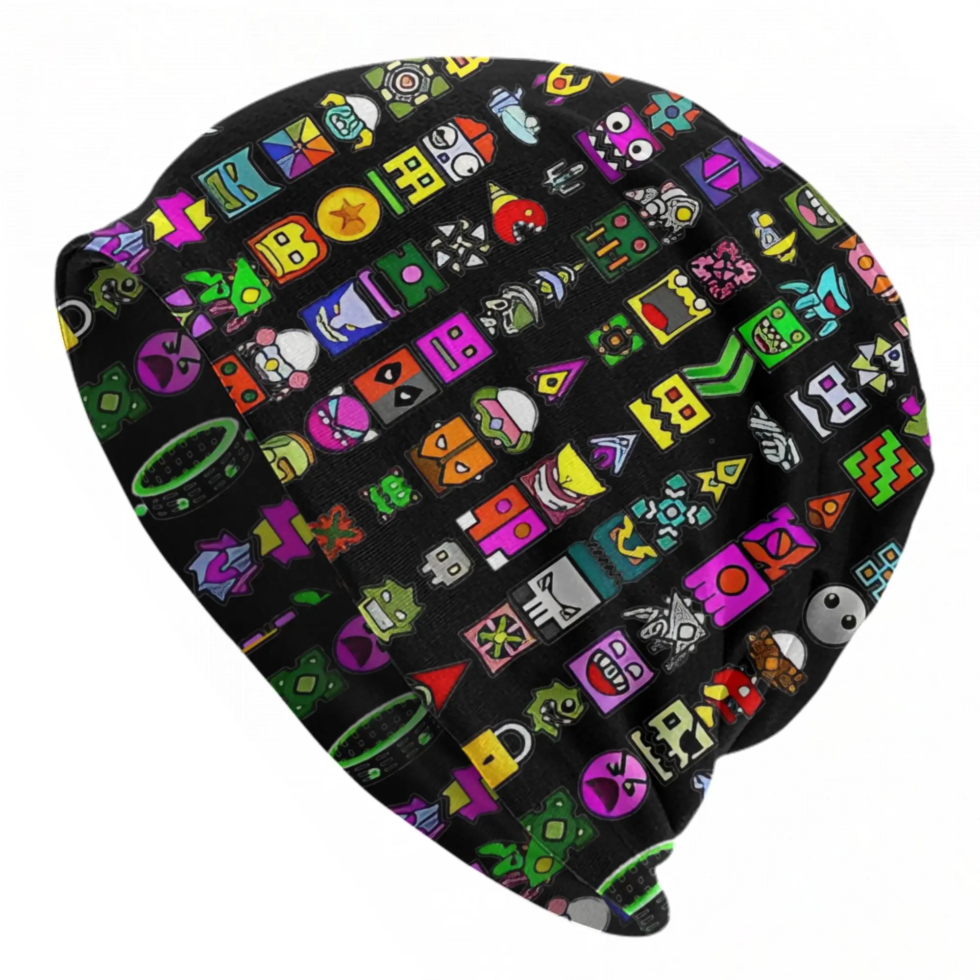 Geometry Dash Game Music Bonnet Hat Hip Hop Outdoor Geometric Dash Skullies Beanies Hat Men's Women's Spring Dual-use Cap