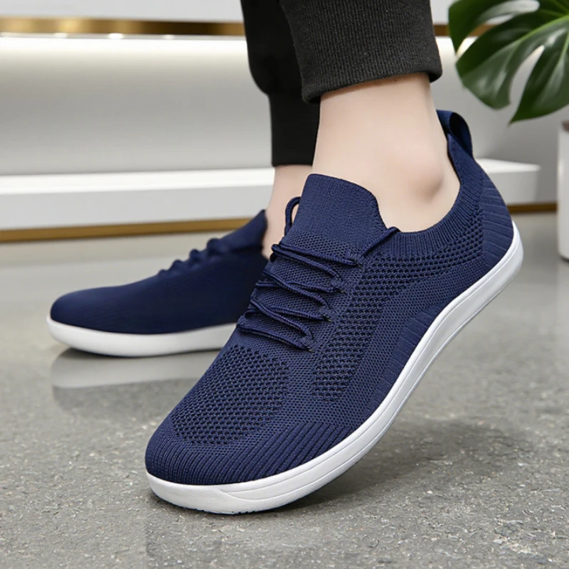 

Wide Barefoot Shoes for Men Trendy Black Mesh Casual Walking Sneakers Breathable Non-Slip Minimalist Casual Wide Toe Men Shoes