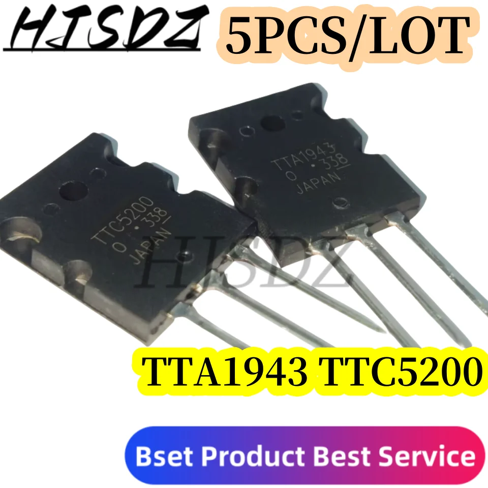 TRANSISTOR de 5 PCS/LOT TTA1943 TTC5200 TO-3PL High power amplifier paired tube