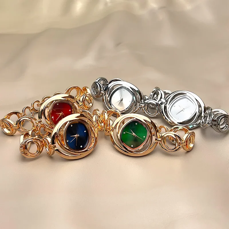 Reloj dorado clásico de lujo Para Mujer, relojes de pulsera a la moda Para Mujer, correa de aleación, relojes de cuarzo redondos con diamantes de imitación Para Mujer