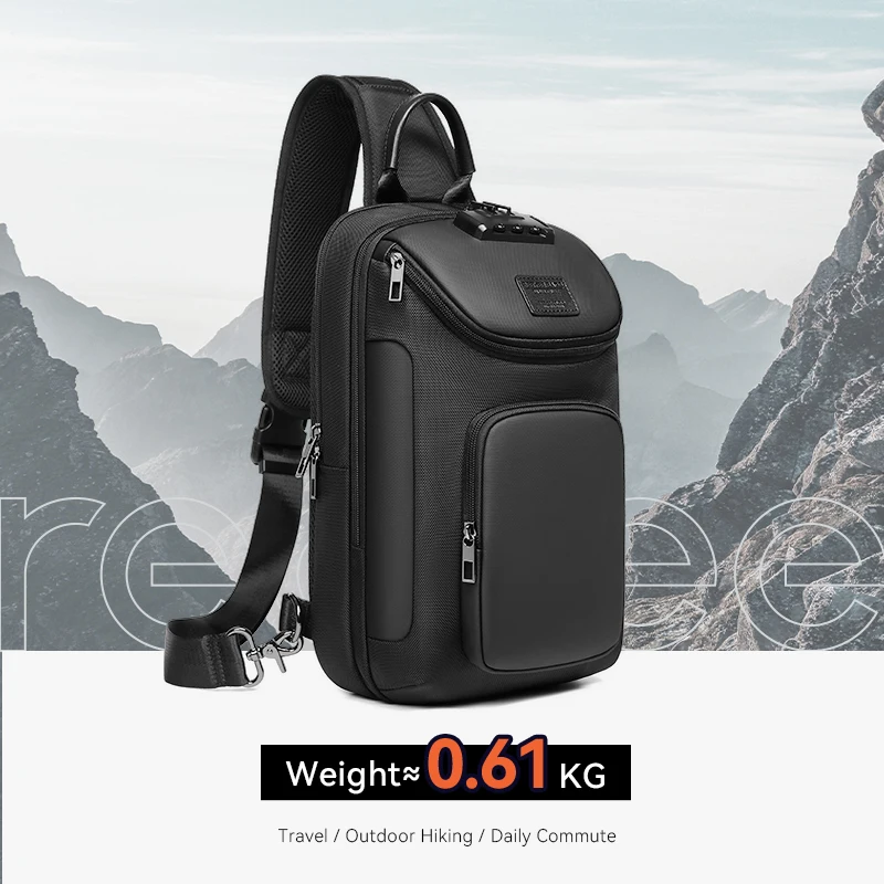 ReeYee N6 6L Sling Chest Bag, Combination Lock Security Crossbody Pack, Unique Design with Smart Organization Compartments