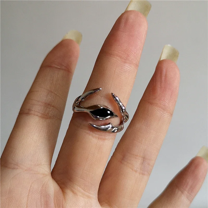 Punk Exaggerated Geometric Black & Red Cross Ring, Gothic Jewelry