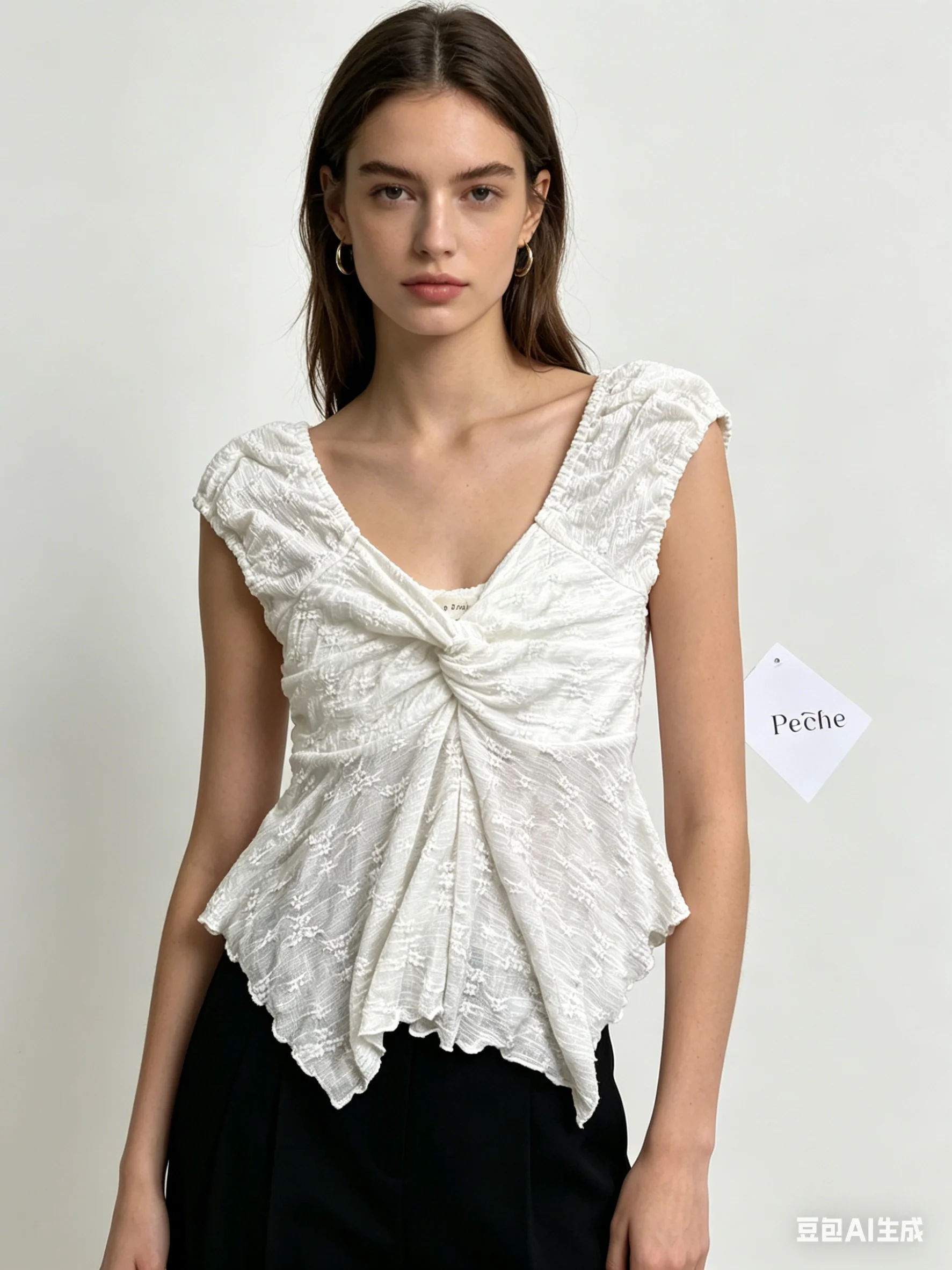 White Lace Twist Front Peplum Top | V-Neck Ruffle Sleeve Asymmetric Hem Blouse American Sweet Hot Crop Top Chic Blouses Holiday
