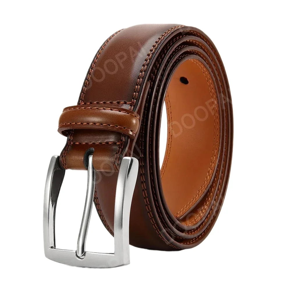 Men Belts High Quality Genuine Leather LONG Large Pin Buckle Metal Automatic Buckle Male Belts Strap Male