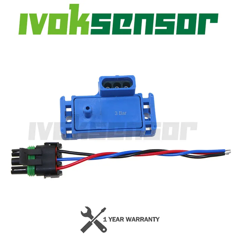 โปรโมชั่นใหม่สำหรับ GM สไตล์3BAR Turbo Boost แผนที่ Sensor สำหรับมอเตอร์ไซค์ Motec Megasquirt พร้อมปลั๊ก12223861 16040749 12219935