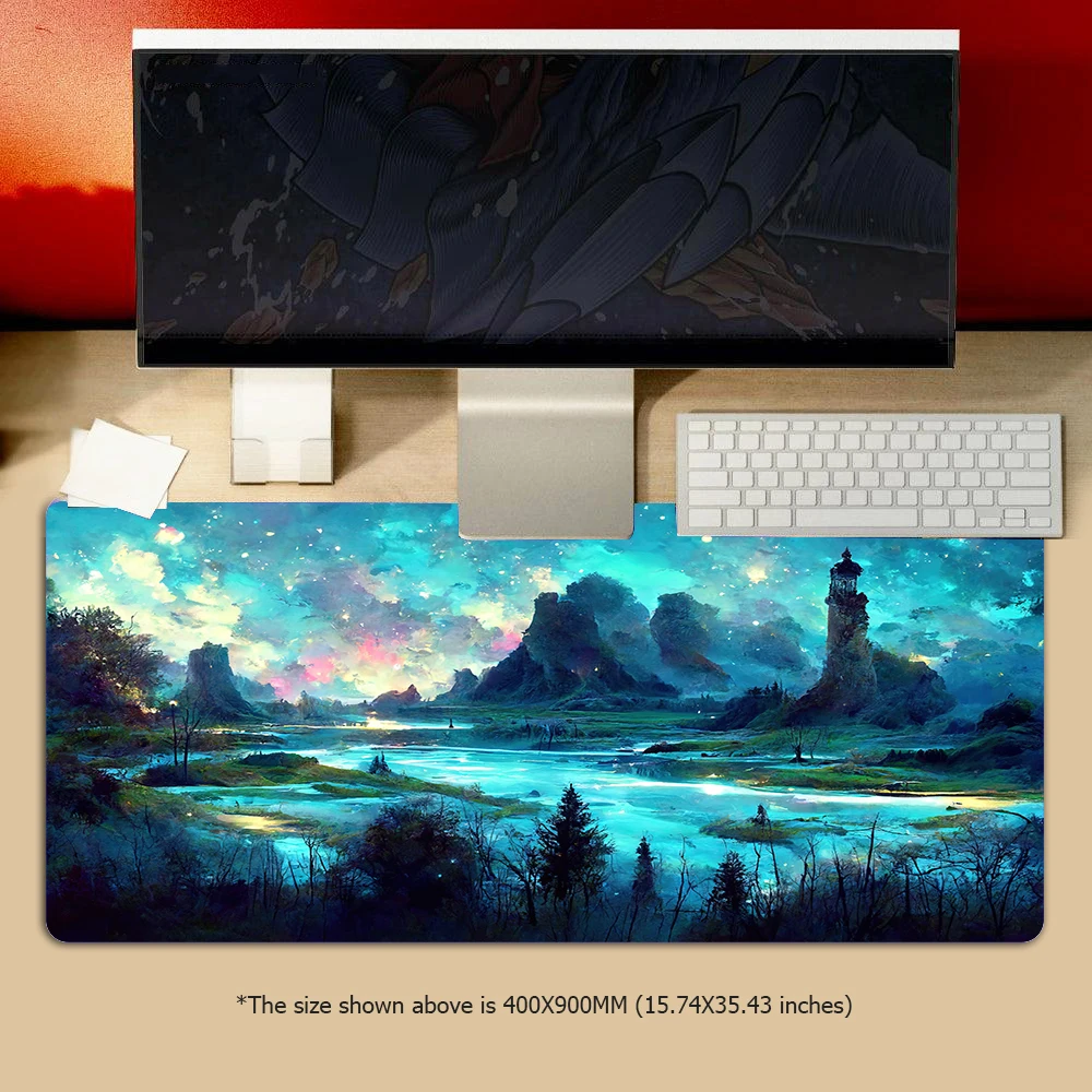 grüner Wald Mauspad Gamer Matte Mousepad XXL Mauspad Große Tastaturmatte Schreibtischunterlage Mauspads für Computer Laptop Mauspads
