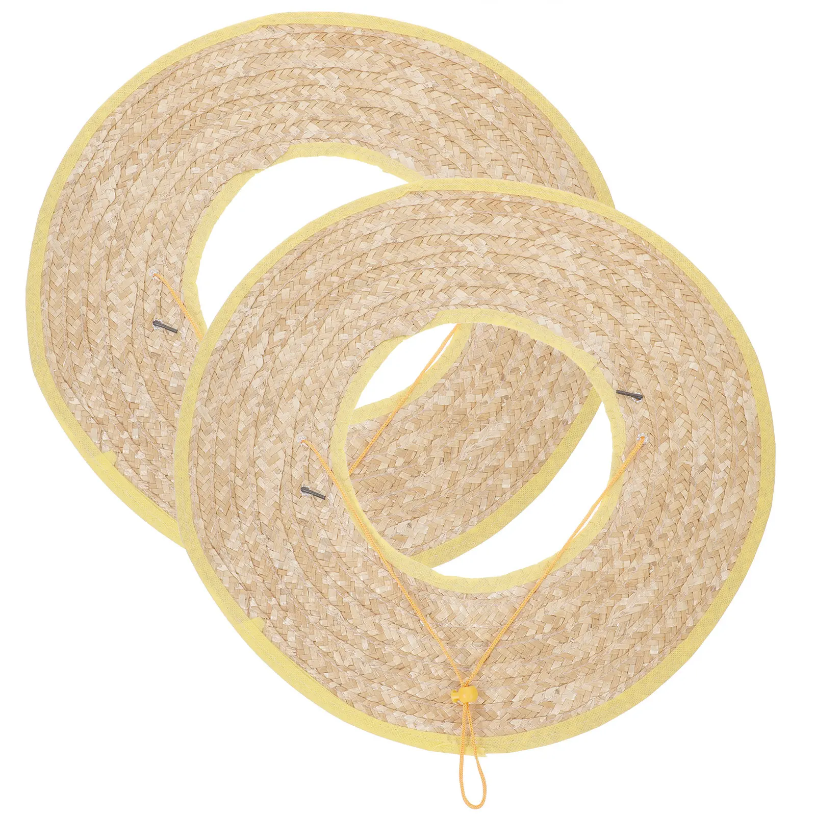 

2Pcs Straw Hard Hat Sunshade Visor Wide Brim Sun Protection Full Brim Shade for Construction Site Outdoor Activities